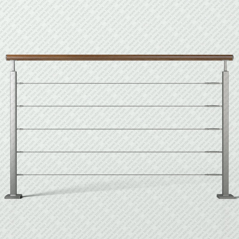 garde-corps inox et bois 5 cables modele tendance-inox GC5CFBRL