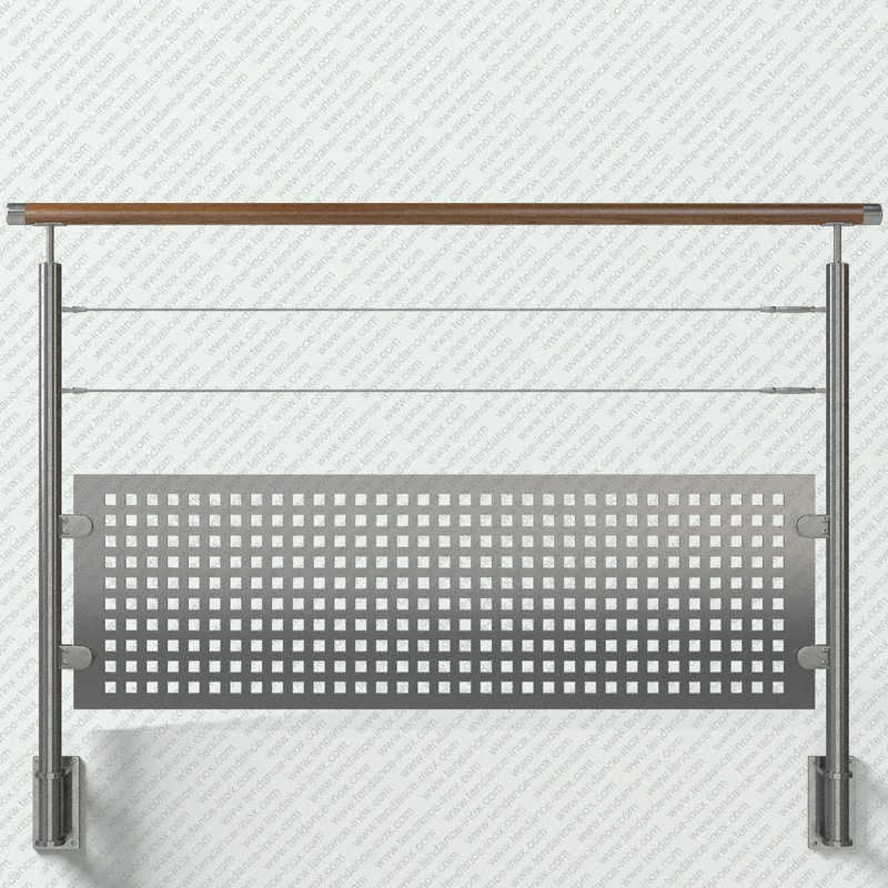 garde-corps inox et bois tole + 2 cables modele tendance-inox T2CACBLDR