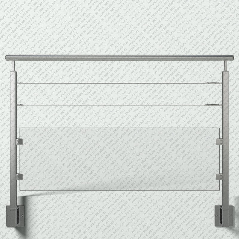 garde-corps inox verre + 2 cables modele tendance-inox GCV2CAIRLC