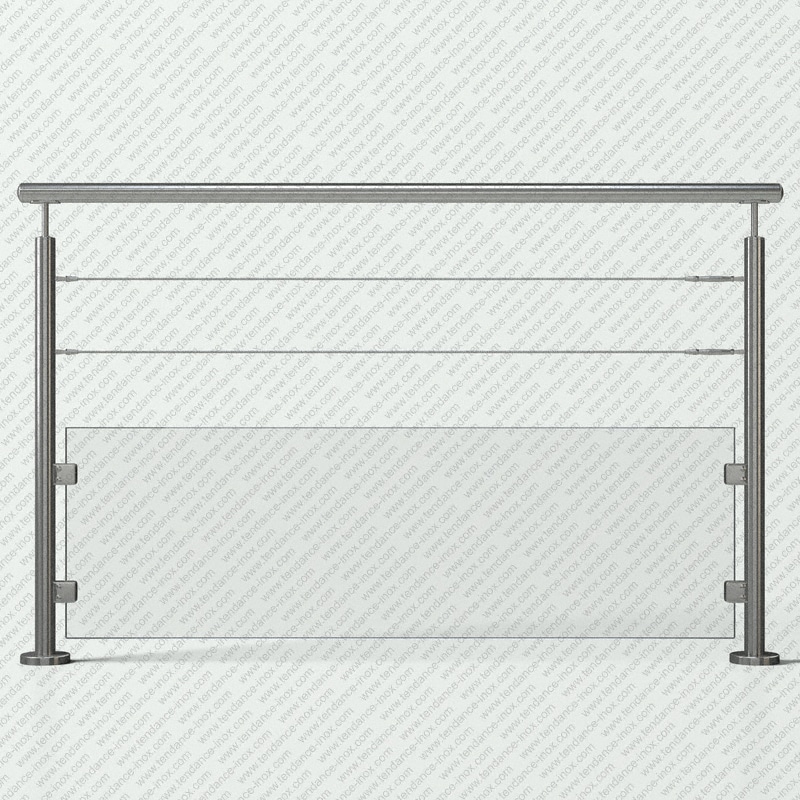 garde-corps inox verre + 2 cables modele tendance-inox V2CFILC