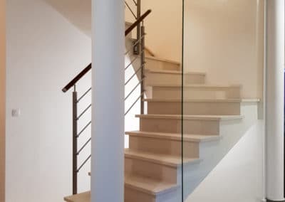 garde-corps inox bois et verre sur mesure, paroi de verre