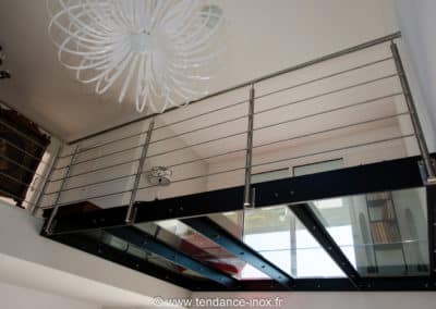 Rambarde inox plancher de verre