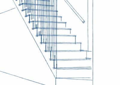 Conception CAO stylisée d'un garde-corps inox sur mesure avec câbles verticaux