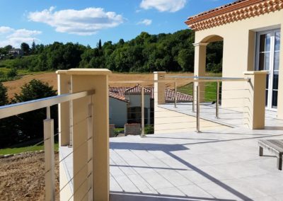 Garde-corps Inox gamme carrée 6 câbles