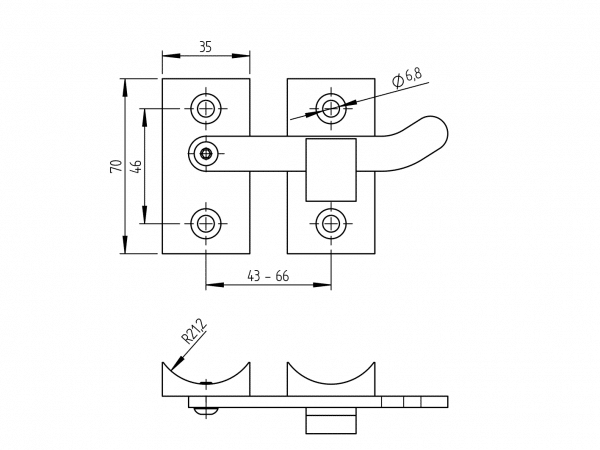 Loquet inox sur tube 42.4 dimensions